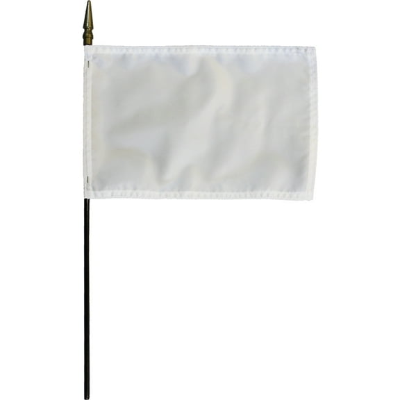 White - 8" x 12" Solid Color Stick Flag