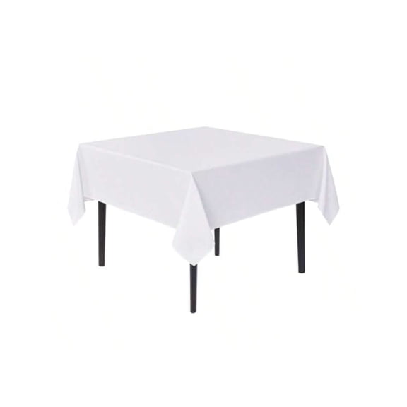 White 85x85 Inch Square Tablecloth - Washable Polyester Fabric Cover For Dining Party Holiday Decor