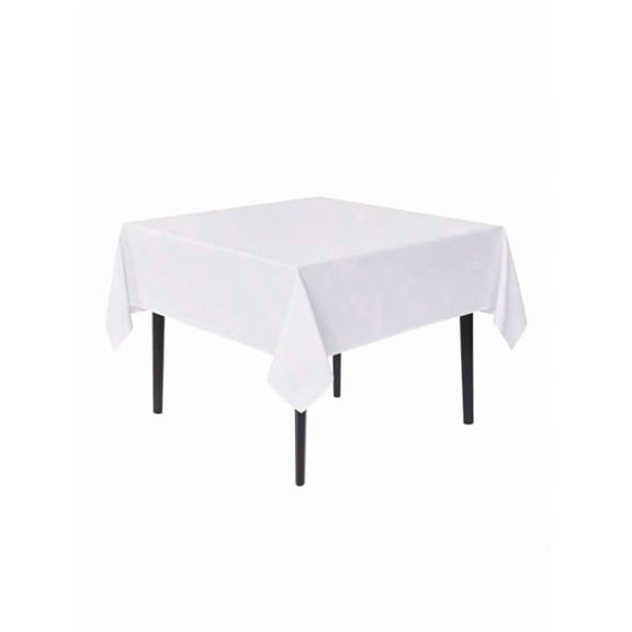 White 85x85 Inch Square Tablecloth - Washable Polyester Fabric Cover For Dining Party Holiday Decor