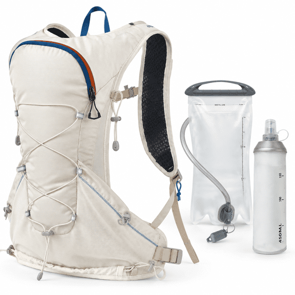 White 8L Lightweight Hydration Pack with Water Bladder for Running Cycling Hiking