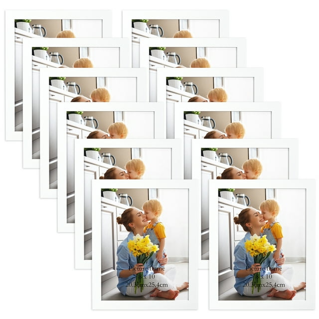 Walmart 8x10 White Picture Frame Set of 12, Woodgrain Design for Wall or Tabletop Display, Easy