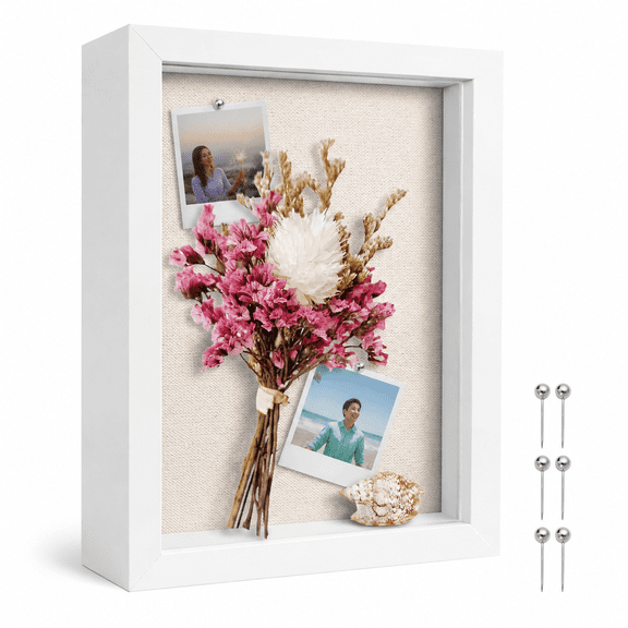 White 8x10 Shadow Box Frame Display Case for Memorabilia 3D Items and Photos