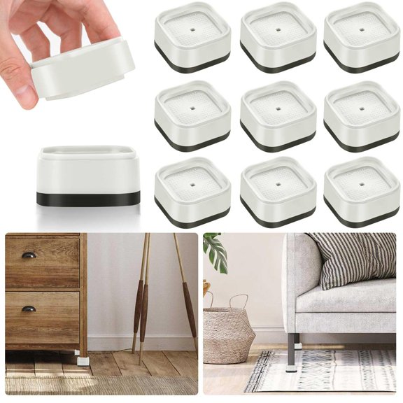 White 9 Pack Furniture Risers 1 Inch Heavy Duty Stackable Non-Slip Lift Blocks For Sofa Cabinet Bed Desk Chair