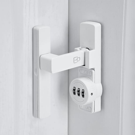 White 90 Degree Barn Door Lock, Mechanical Password Lock, Flip Latch with Combination, 3 Digit Keyless, for Door, Window, Garden, Cabinet, Bathroom, Sliding Door