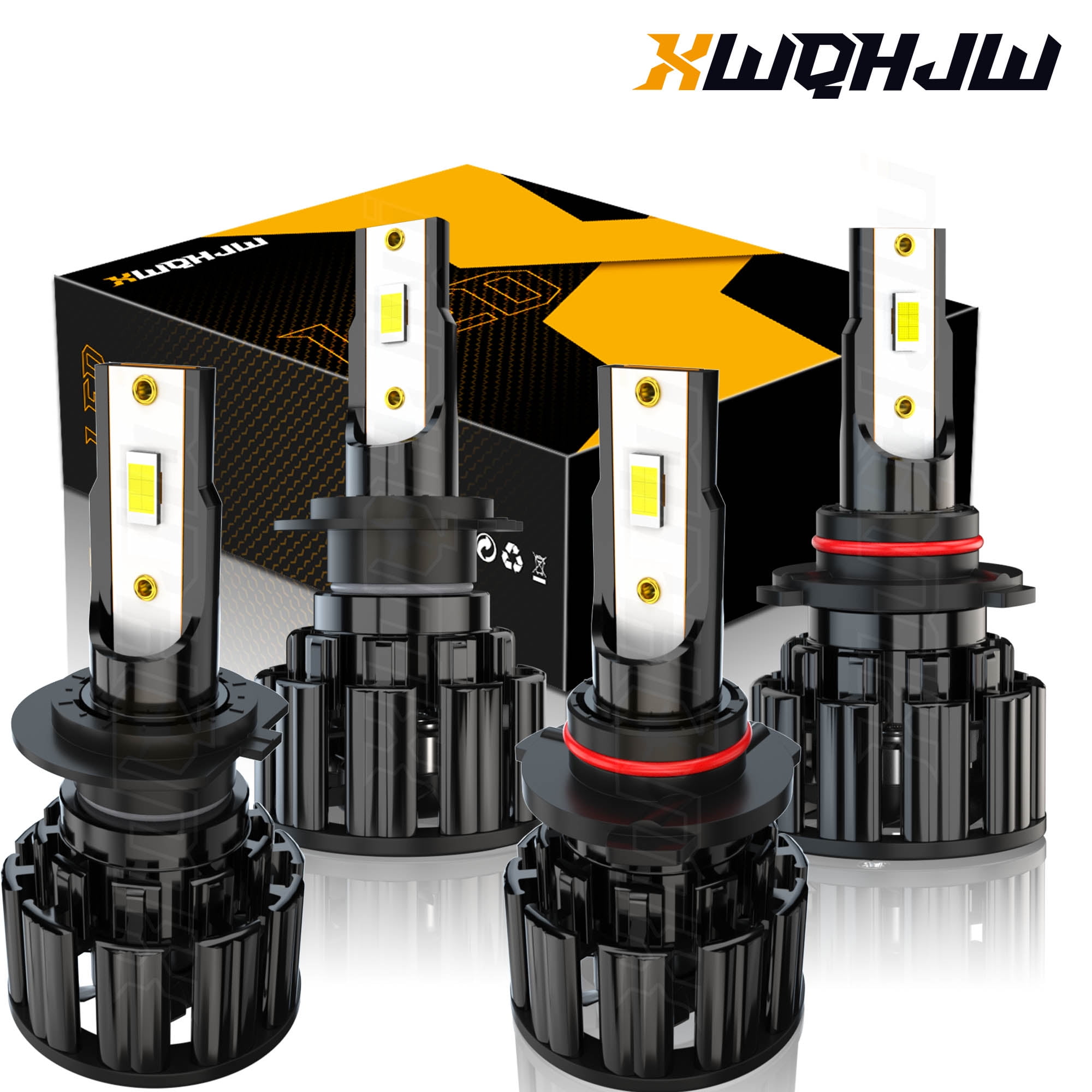 White 9005 H7 LED Headlight Bulbs High Low Beam 35W Combo Kit for