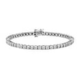thumbnail image 1 of White .925 Sterling Silver 1.0 CTTW Miracle-Set Diamond Round Faceted Bezel Tennis Bracelet, I-J Color - I3 Clarity - 5 in., 1 of 1