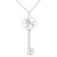 thumbnail image 1 of White .925 Sterling Silver Diamond Accent Capricorn Zodiac Key 18 in. Pendant Necklace, K-L Color - I1-I2 Clarity, 1 of 1