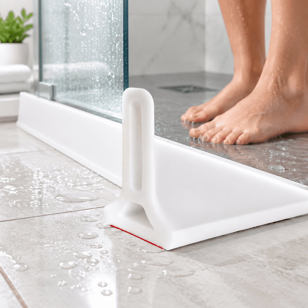 White 98 Inch Collapsible Silicone Bathtub Shower Water Dam Barrier ...
