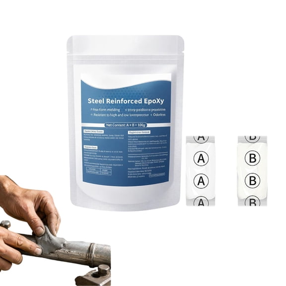 White AB Steel Reinforced Epoxy Putty 100g, Heavy Duty Multi Surface Repair Clay for Metal Wood Tile Stone Ceramic Crack Rebuild Permanent Fix