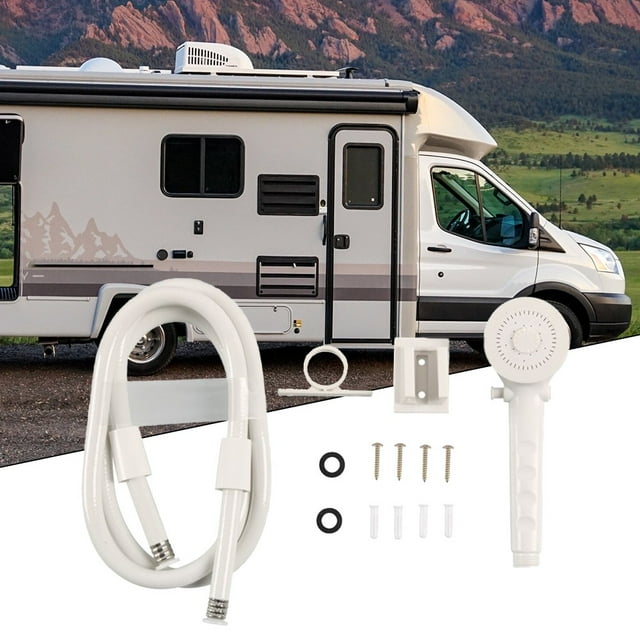 White ABS1.5m RV Shower Head with Hose and ON OFF Switch for Outdoor