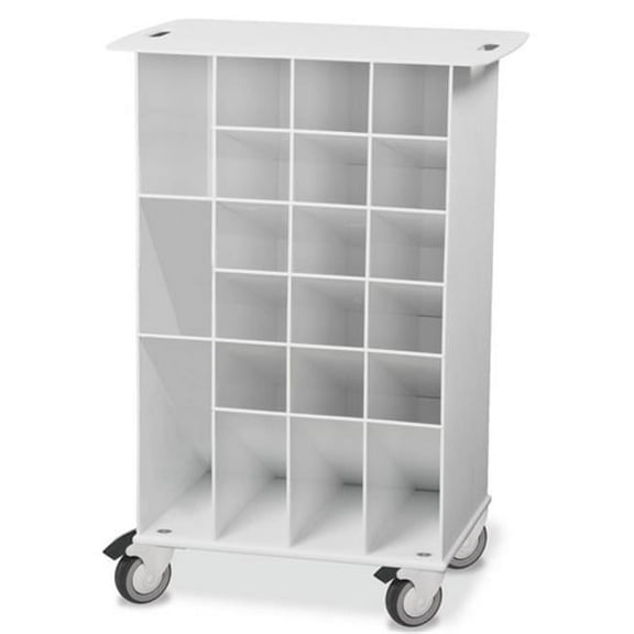 White ABS Pipette Angled Bin Cart - 22 x 33 x 15 in.
