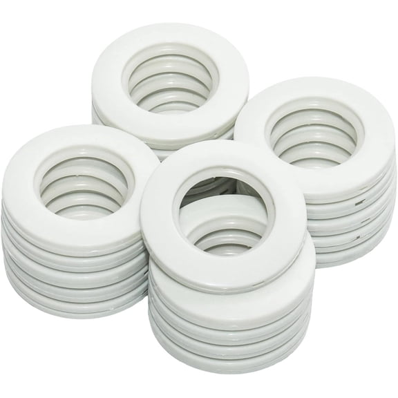 White ABS Plastic Curtain Grommets Smooth Quiet Sliding 40mm 20 Pack