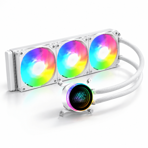 White ARGB 360mm AIO CPU Liquid Cooler for AM5/AM4/LGA 1851/1700 PC Builds