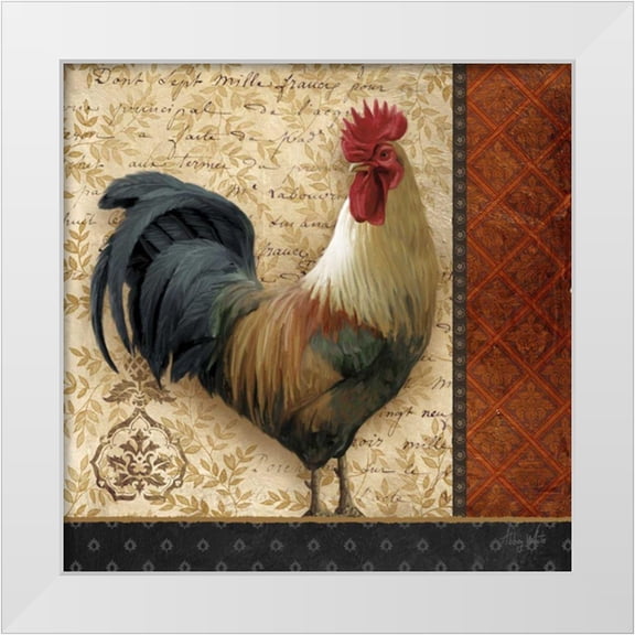White, Abby 12x12 White Modern Wood Framed Museum Art Print Titled - French Rooster II