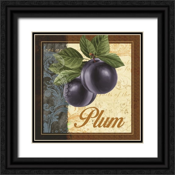 White, Abby 15x15 Black Ornate Wood Framed with Double Matting Museum Art Print Titled - Fruit Illustration IV