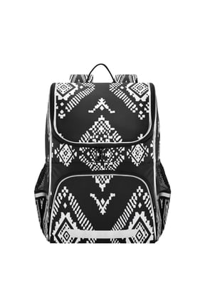 White Abstract Cubes on Black Background Backpack Purse Daypack Book Bag Fashion Accessories Unisex 15L for Commute Travel School