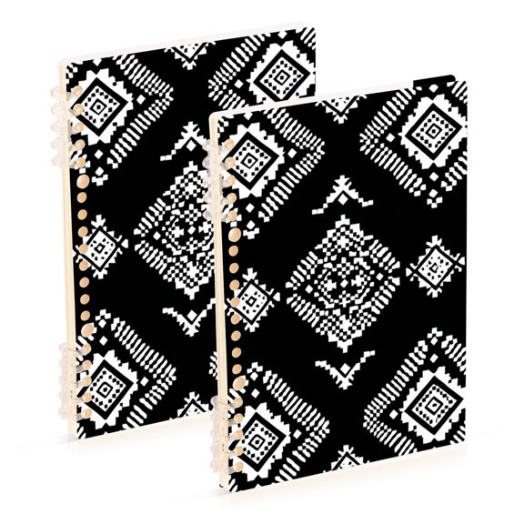 White Abstract Cubes on Black Background Notebook Detachable Coil Notebook Diary Plan Book A5 Size 60 Pages 1 Pack