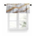 thumbnail image 1 of White Abstract Marble Texture Kitchen Valances for Windows Gold Lines Valance Curtains&nbsp; for Kitchen /Living Room/Bedroom/ Bathroom Decor, 54"x18 " ,Rod Pocket 1 Panel,, 1 of 7