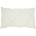 thumbnail image 1 of White Abstract Shaggy Detail Lumbar Pillow, 1 of 4