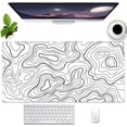 thumbnail image 1 of White Abstract Topographic map Desk Mat XXL Large Gaming Mouse Pad with Stitched Edges, 31.5 x 15.7 inch Extended Full Desk Keyboard and Mouse Pad Anti-Slip Computer Laptop Desk Pad, 1 of 7