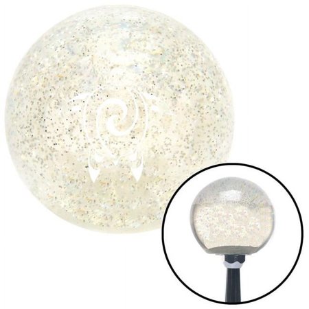 White Abstract Turtle Clear Metal Flake Shift Knob with M16 x 1.5 Insert Shifter