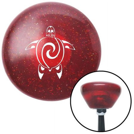 White Abstract Turtle Red Retro Metal Flake Shift Knob with M16 x 1.5 Insert Auto Brody