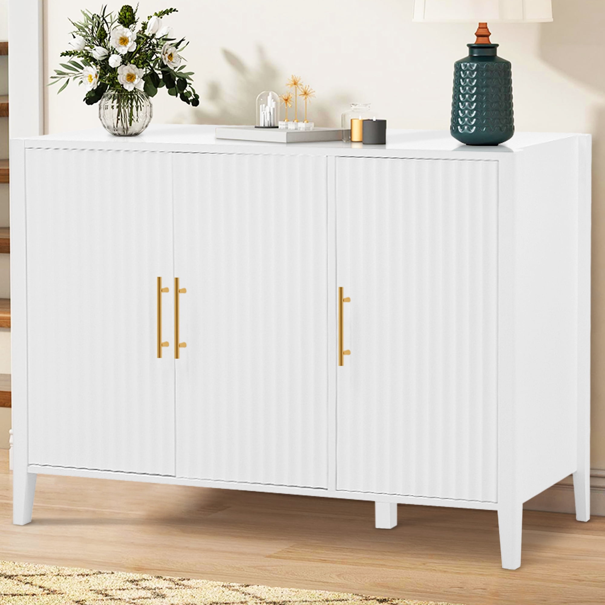 White Accent Cabinet, Atumon Storage Cabinet Furniture, Modern Buffet ...