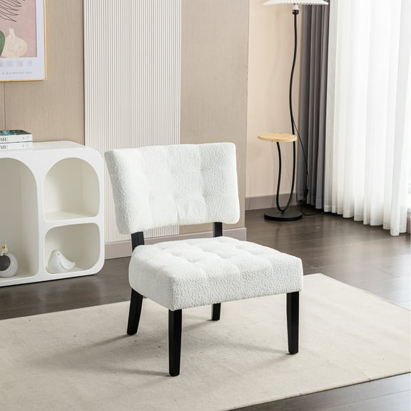 White Accent Chair With Generous Seat Padding - Offers Comfort Boucle Oversized Chair, And Stylish, For Various Rooms, 27w X 31d 34h,