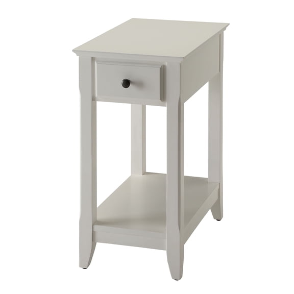 White Accent Table with Bottom Shelf - 23.5 High, Wood & MDF Finish