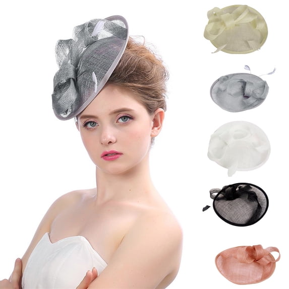 White Accessories Fascinators Hats Women nylon Kentucky Headwear Derby Pillbox Church Hat for Cocktail Wedding One Size