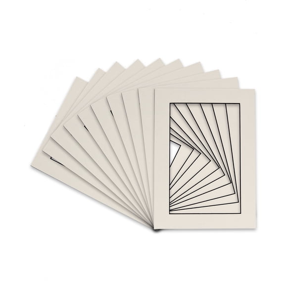 White Acid Free 11x14 Picture Frame Mat with Black Core Bevel Cut for 8.5x11 Pictures - Fits 11x14
