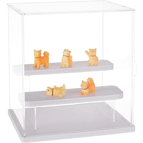White Acrylic Display Case 3-Tier Assembled Clear Acrylic Action Figures Display Boxs Building Block Display Box Clear Display Case for Collection Action Figures Blocks Models White
