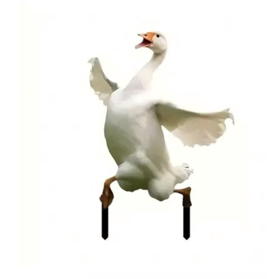 White Acrylic Goose Design Card Slot Holder 30cm, Garden Sign with Stake for Menus or Photos, Weather-Resistant Outdoor Display