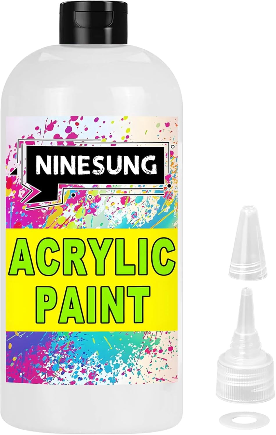 White Acrylic Paint - Bulky-Size - 17 oz/500 ml Acrylic Paints Professional Artists Painting for Canvas Fabric Rock Easter Egg Wood Ceramic Glass Art Craft Painting (White, 17 Fl Oz)