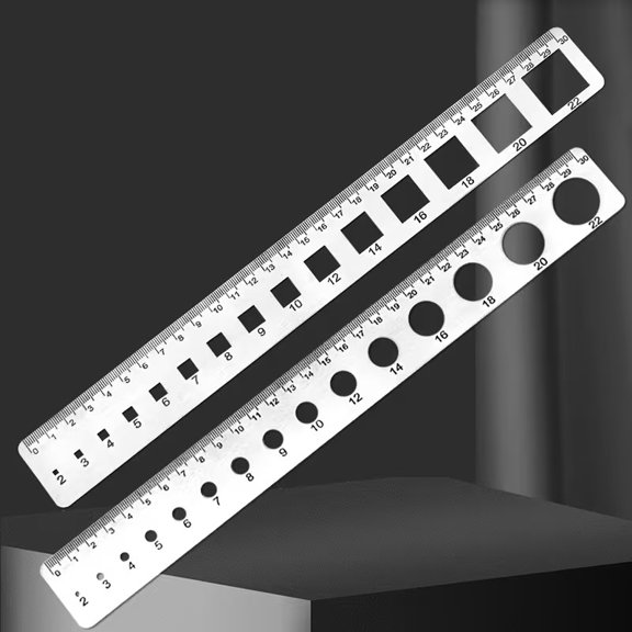 White Acrylic Ruler Round Square Holes for Drafting Geometry