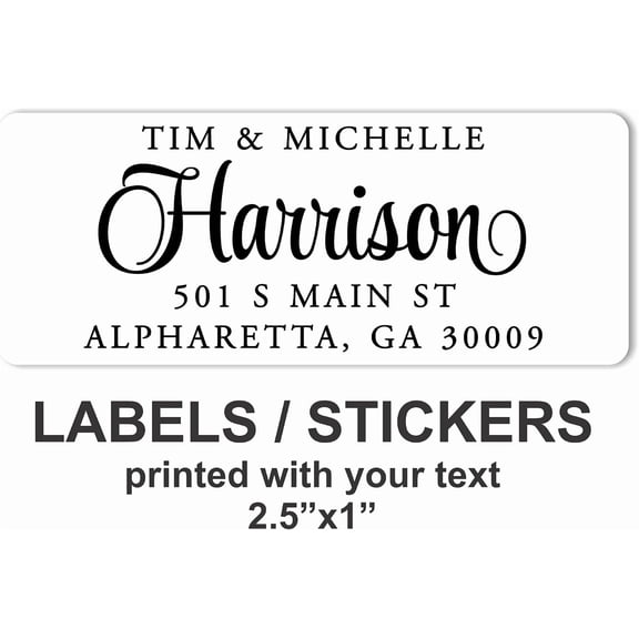 White Address Labels - Personalized Name Stickers, Custom Printed Return Mailing and Shipping Labels for Envelopes, Packages, Business, Home by  (1000, Serif and Script)