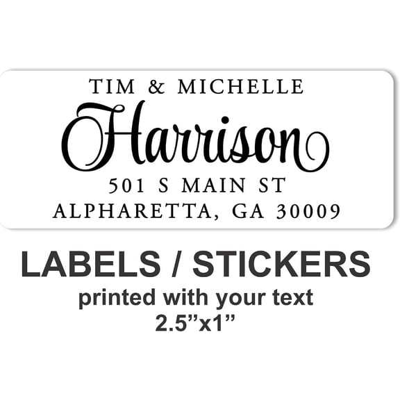 White Address Labels - Personalized Name Stickers, Custom Printed Return Mailing and Shipping Labels for Envelopes, Packages, Business, Home by  (1000, Serif and Script)
