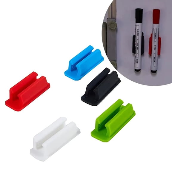 White Adhesive Back Desk Silicone Pen Holder, Pen Holder Clip, Rubber Fastener Clip, Strap Retainer for Bags, Secure Non-Slip Markers Pens Organizer with Self-Adhesive Mount for