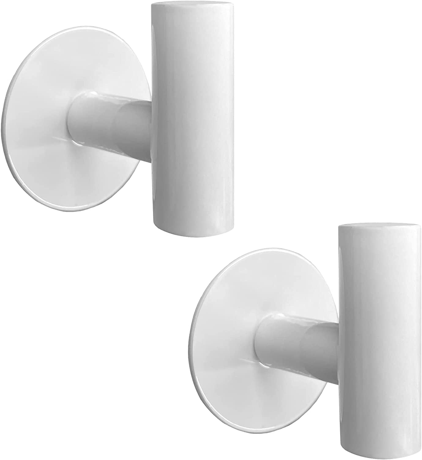 White Adhesive Wall Hooks 2 Packs, Heavy Duty Sticky Towel Hooks for Bathroom Kitchen Door, Wall