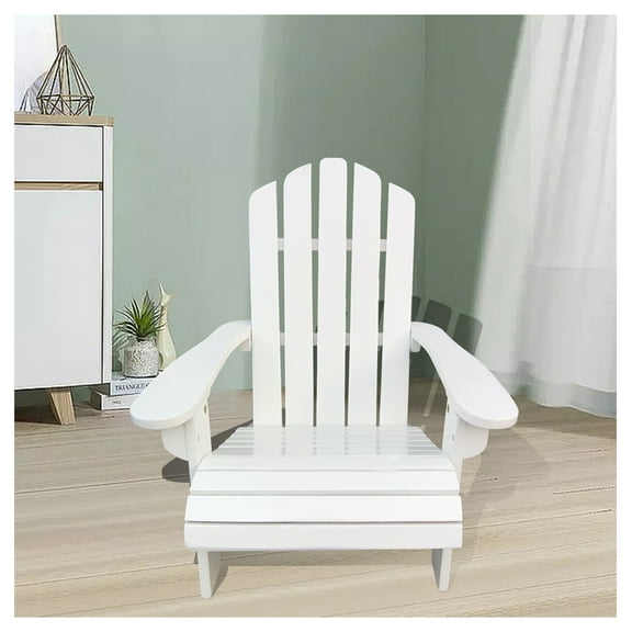 White Adirondack Chair for Kids - Outdoor Wood Chair for Patio, Deck, Garden - Comfortable Sloping Seat - Populus Wood - 110 LBS Weight Capacity