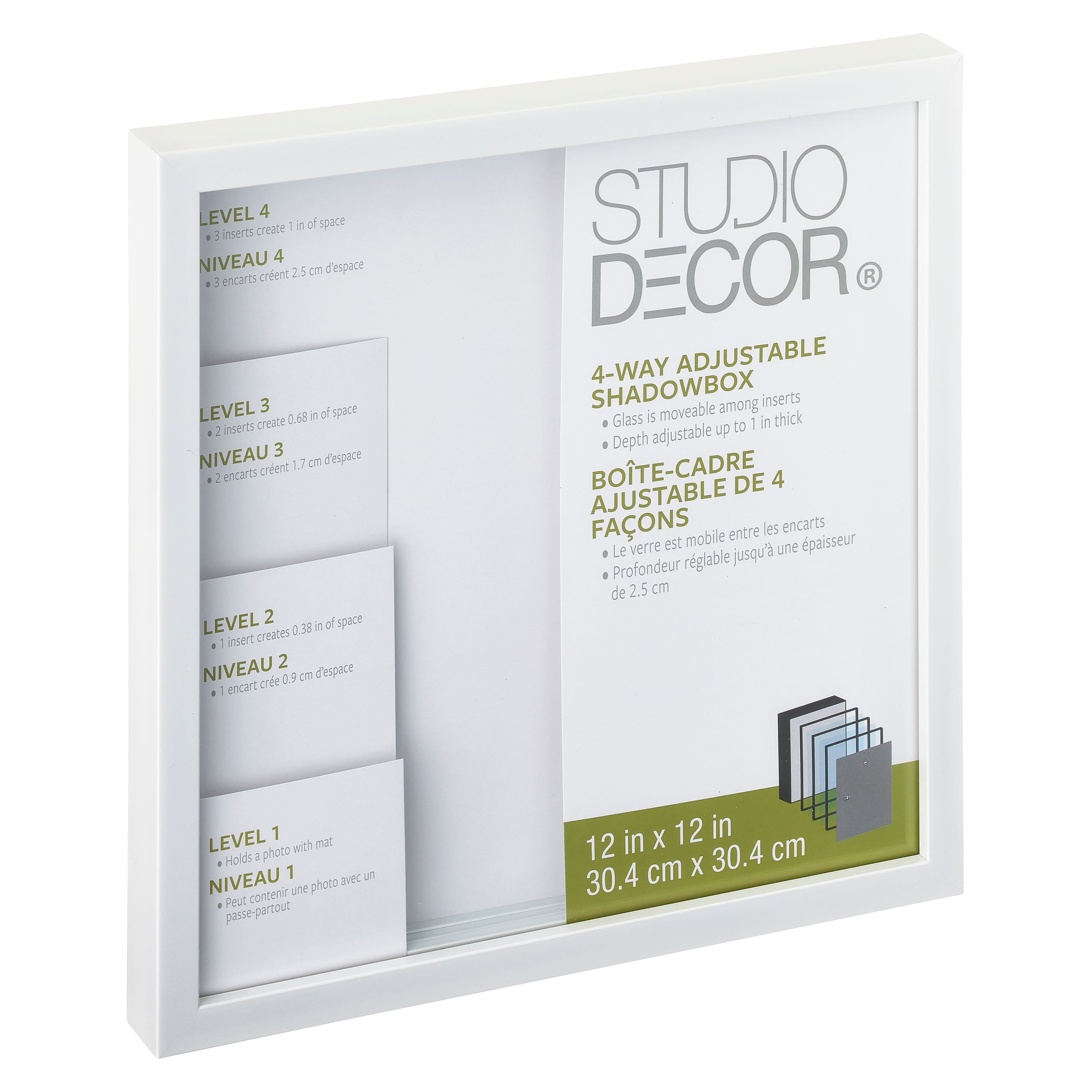 White AdjustableDepth Shadow Box, 12" x 12" By Studio Décor®