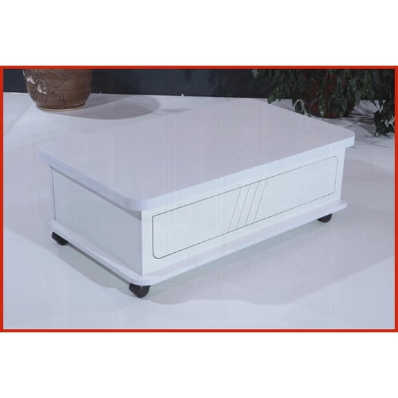 White Adjustable Height Living Room Coffee Table - Spacious, Sturdy & Easy to Clean