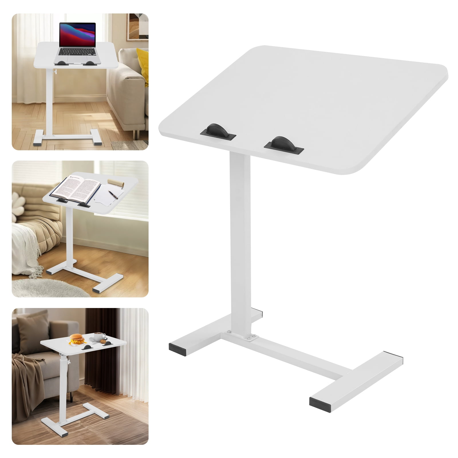 Robiner Table Rolin White Adjustable Overbed Side Table with Wheels, C Shaped Laptop Desk ...