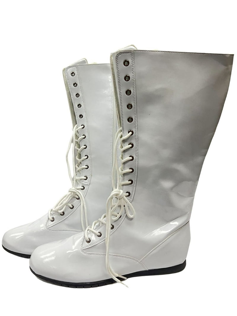 WWE WWF Adult Pro Wrestling White Boots, Super Hero Boxing Mens