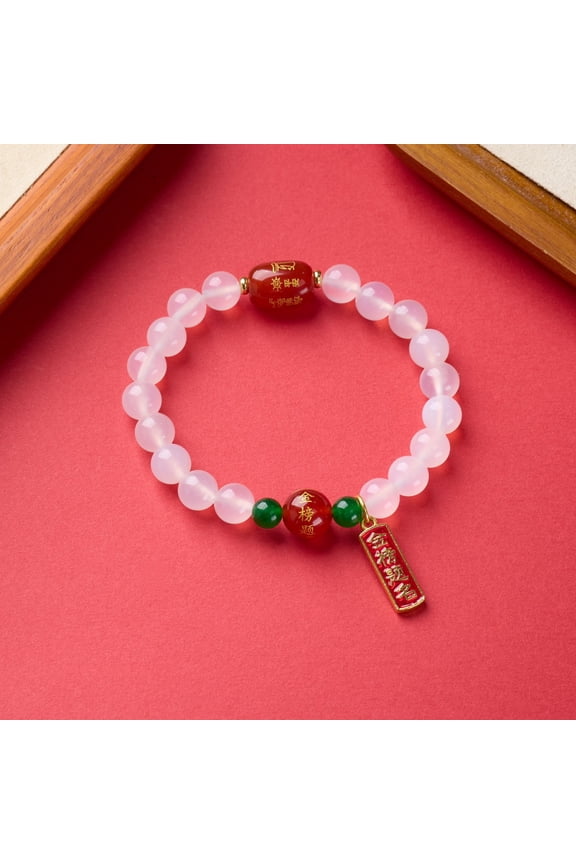 White Agate Red Agate Three-Eyed Dzi Bead Gold List Title Buddha Bead