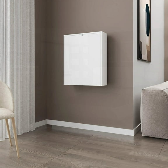 White Aguila Wall-Mounted Drop-Leaf Table - Foldable & Scratch-Resistant for Home Spaces