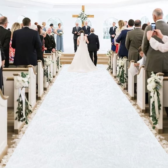 White Aisle Runner for Wedding Ceremony 4FTx25FT Velvet Fabric Runway Rug Wedding Runner Aisle Indoor Outdoor Carpet for Party Runners Carpet with Carpet Tapes Birthday Anniversary Runners