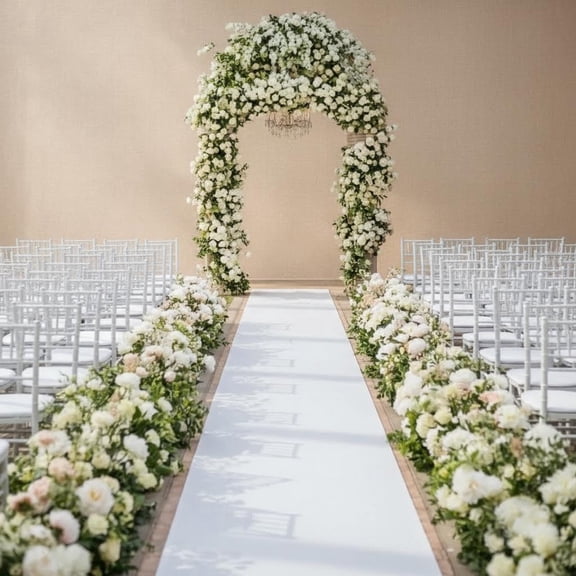 White Aisle Runner for Wedding Ceremony Aisle Runner Carpet Rugs White Sequin Aisle Runner for Party Outdoor Wedding Aisle Runner