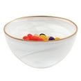 thumbnail image 1 of White Alabaster 6" Glass Bowl With Gold Rim, 1 of 1