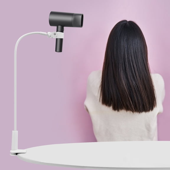 White Alloy ABS 19x10x7cm Blower Bracket 360-Degree Rotation Hands-Free Folding Fan Bracket